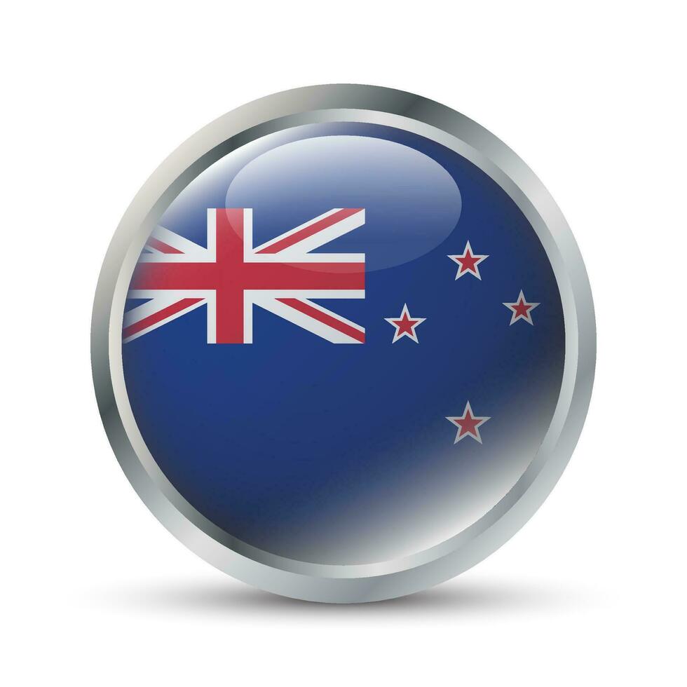 nuovo Zelanda bandiera 3d distintivo illustrazione vettore