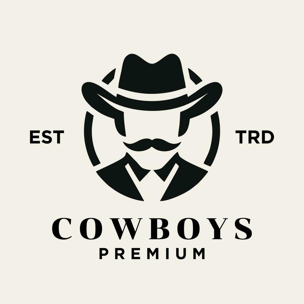 cowboy testa davanti viso logo icona design vettore