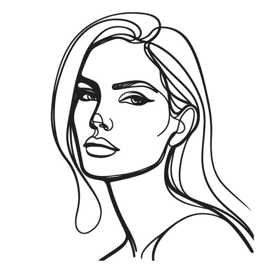 bellissimo donne viso linea illustrazione vettore