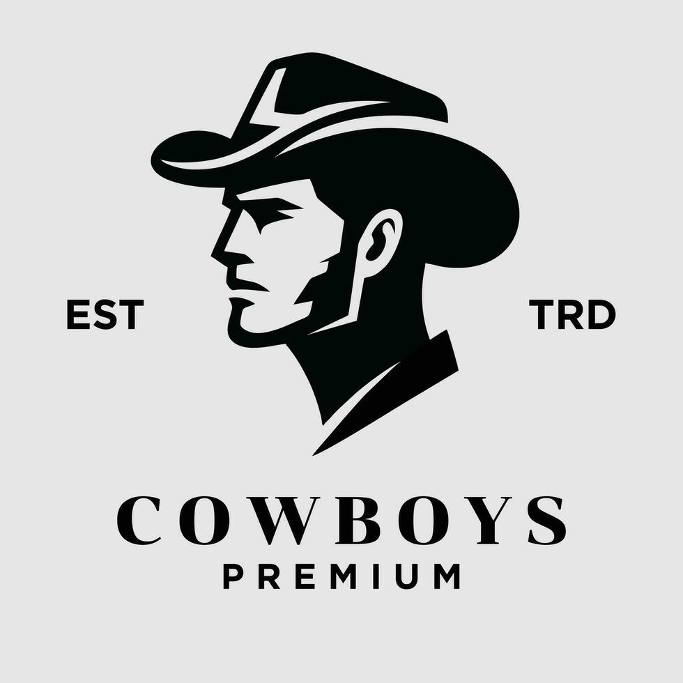 cowboy testa lato viso logo icona design vettore