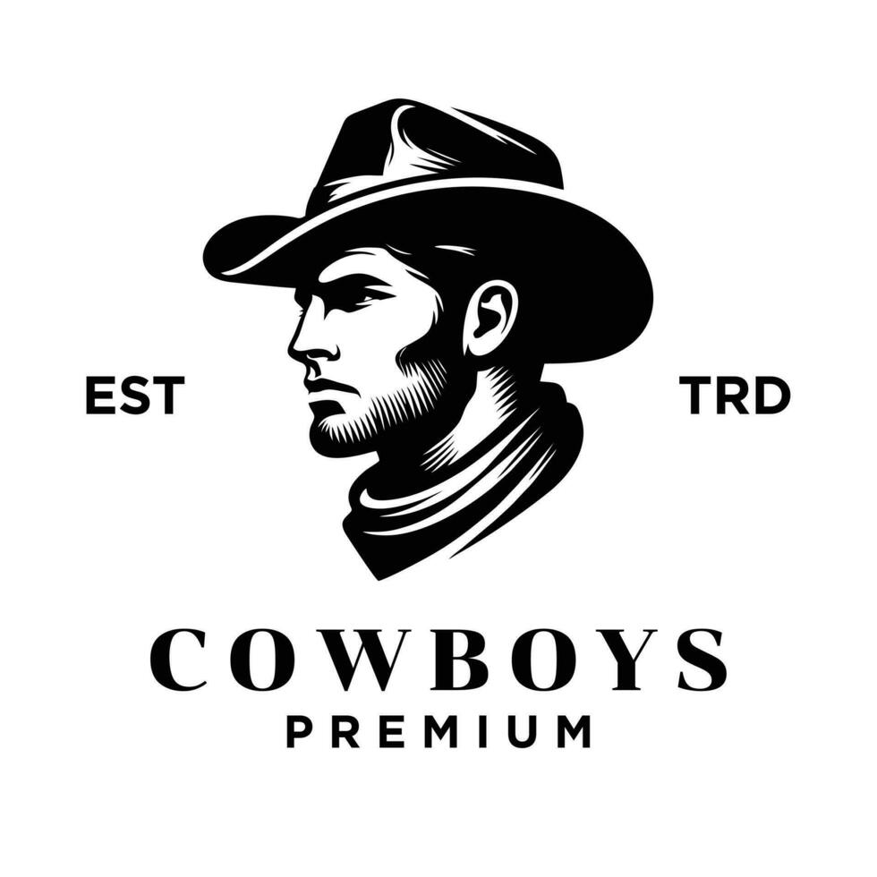 cowboy testa lato viso logo icona design vettore