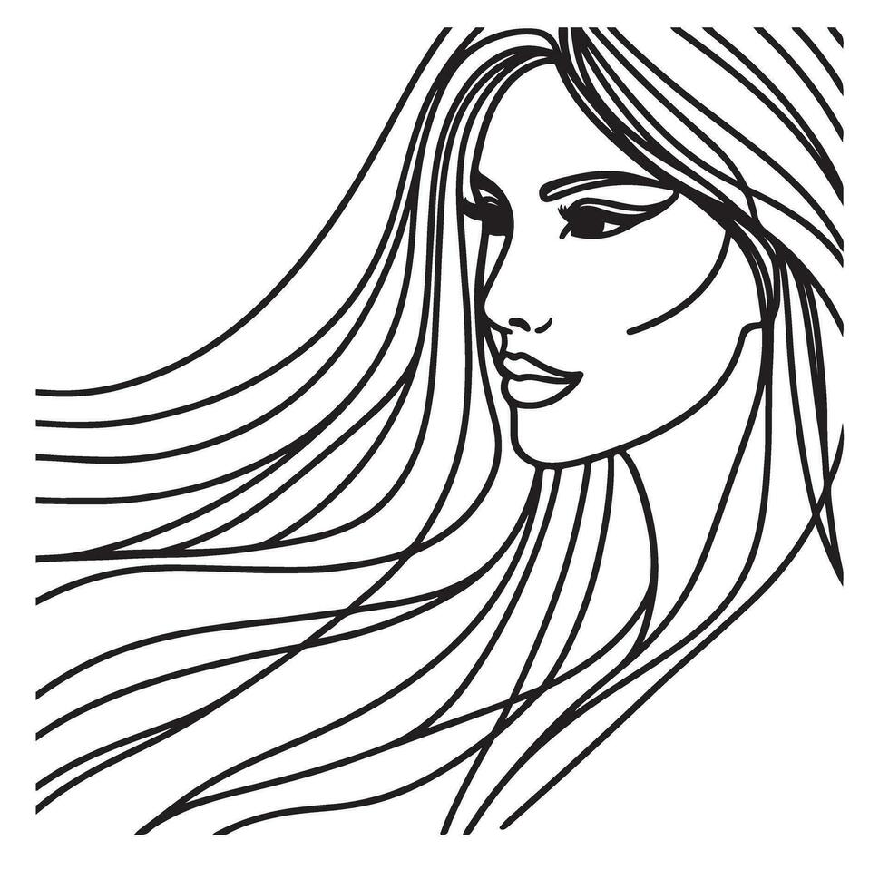 bellissimo donne viso linea illustrazione vettore