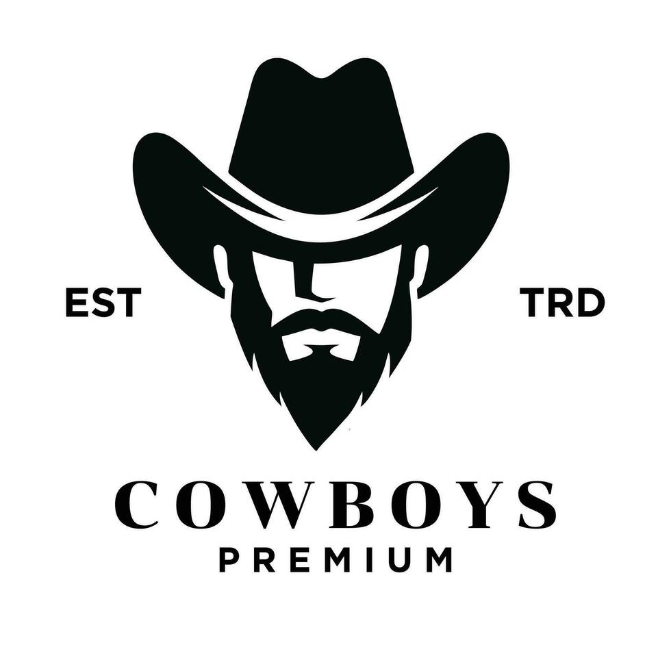 cowboy testa davanti viso logo icona design vettore