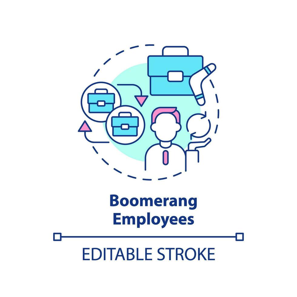 2d modificabile multicolore bumerang dipendenti icona, semplice isolato vettore, magro linea illustrazione che rappresentano posto di lavoro tendenze. vettore