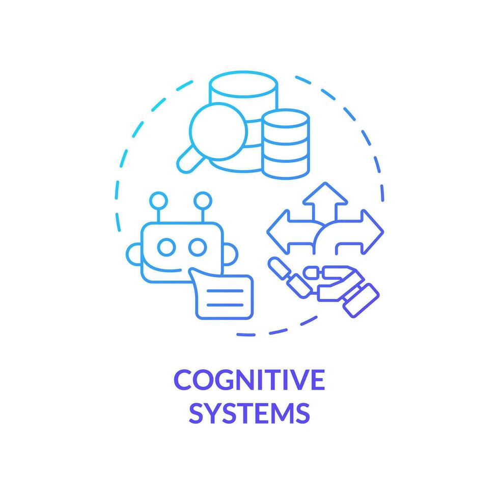 2d pendenza conoscitivo sistemi icona, creativo isolato vettore, magro linea blu illustrazione che rappresentano conoscitivo informatica. vettore