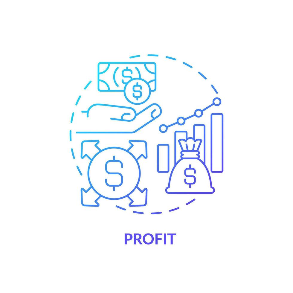 2d pendenza profitto icona, semplice isolato vettore, blu magro linea illustrazione che rappresentano denaro contante flusso gestione. vettore
