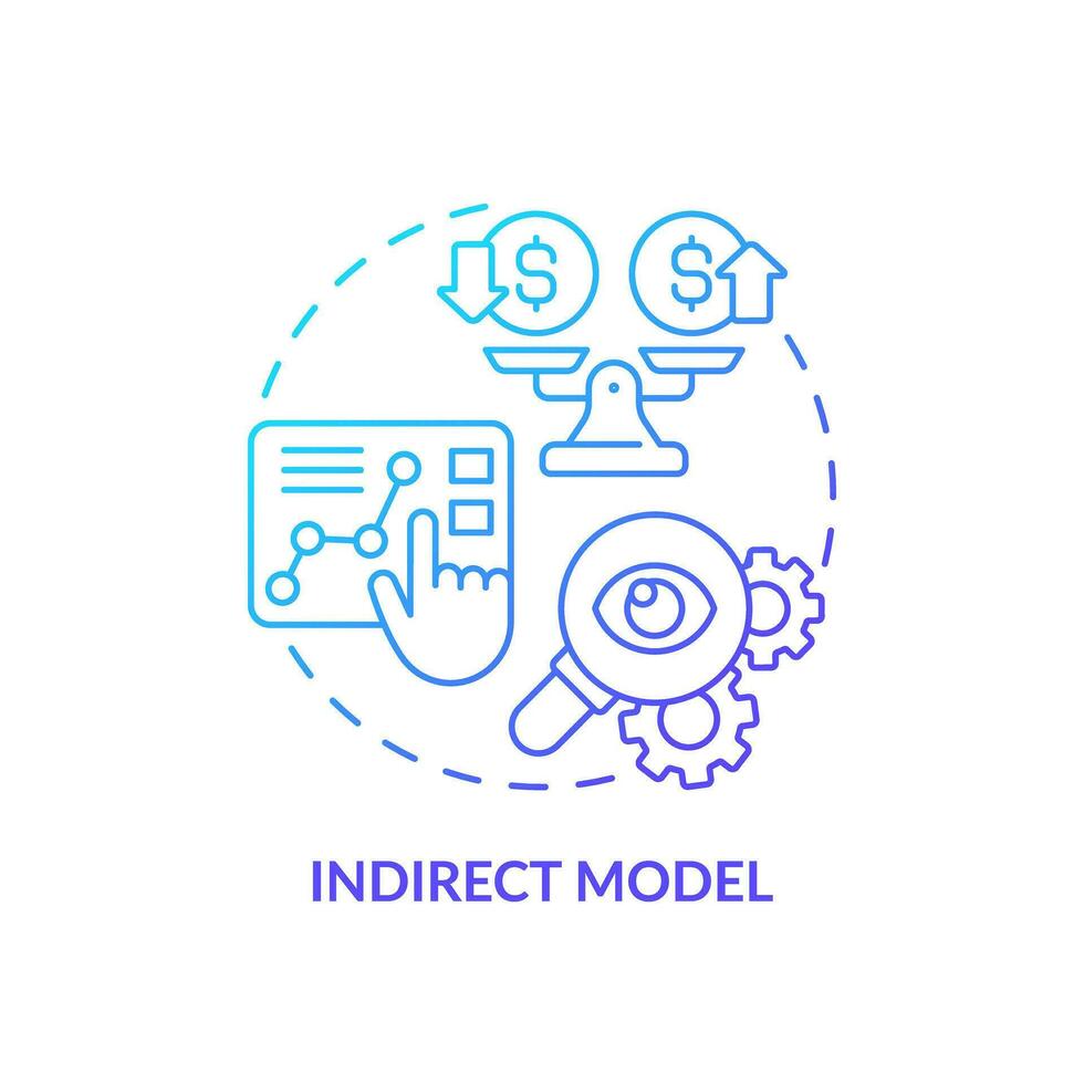 2d pendenza indiretta modello icona, semplice isolato vettore, blu magro linea illustrazione che rappresentano denaro contante flusso gestione. vettore