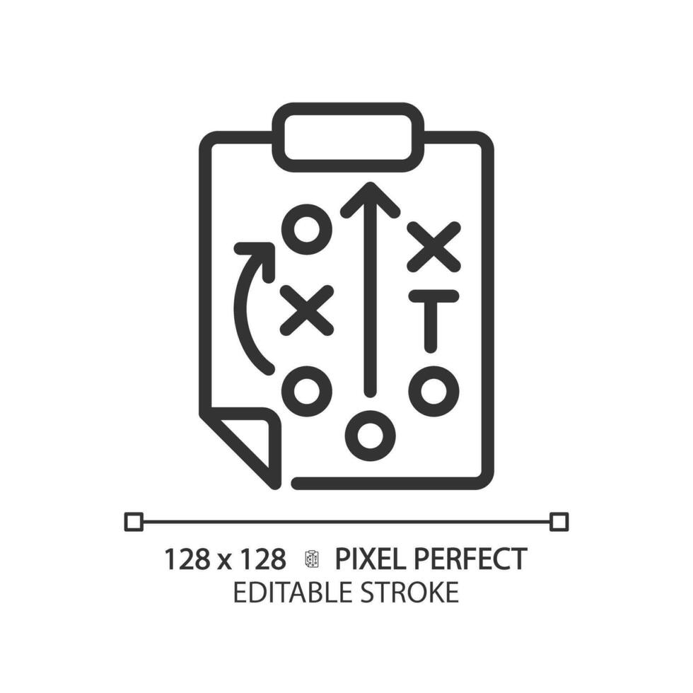 playbook lineare icona. americano calcio giocare strategia. squadra guida. pianificazione gioco. sviluppando tattica e strategie. magro linea illustrazione. contorno simbolo. vettore schema disegno. modificabile ictus