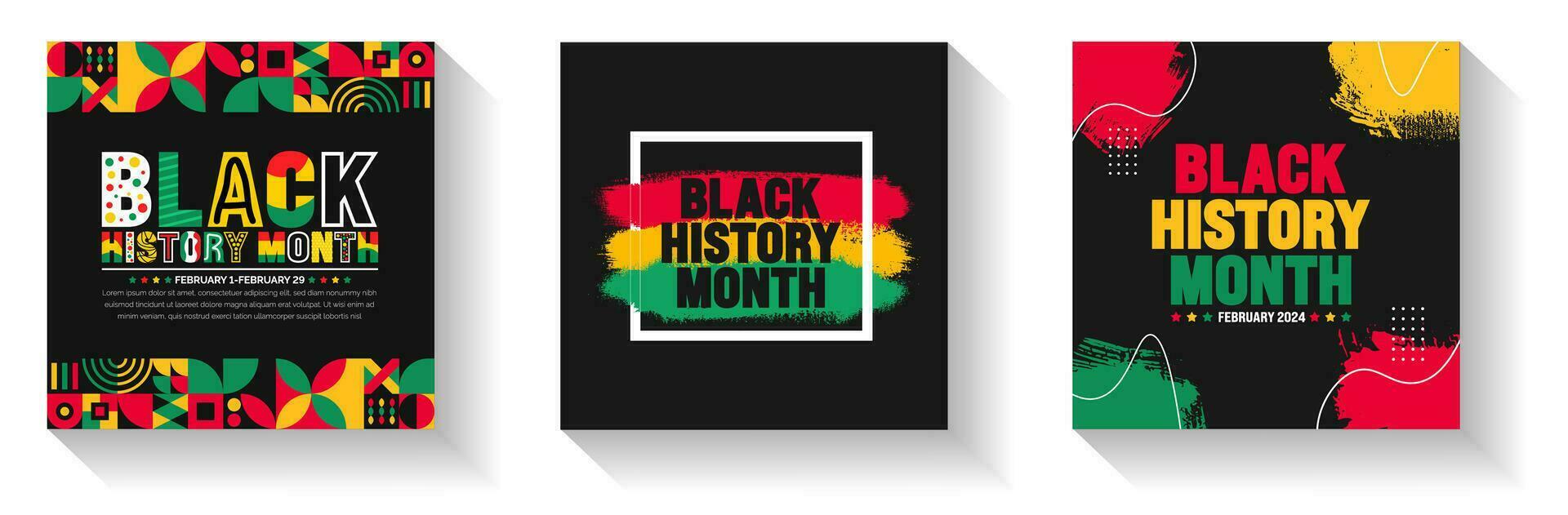 africano americano nero storia mese colorato lettering tipografia sociale media inviare bandiera design modello impostare. celebre febbraio nel unito stato e Canada. juneteenth indipendenza giorno. Kwanzaa vettore
