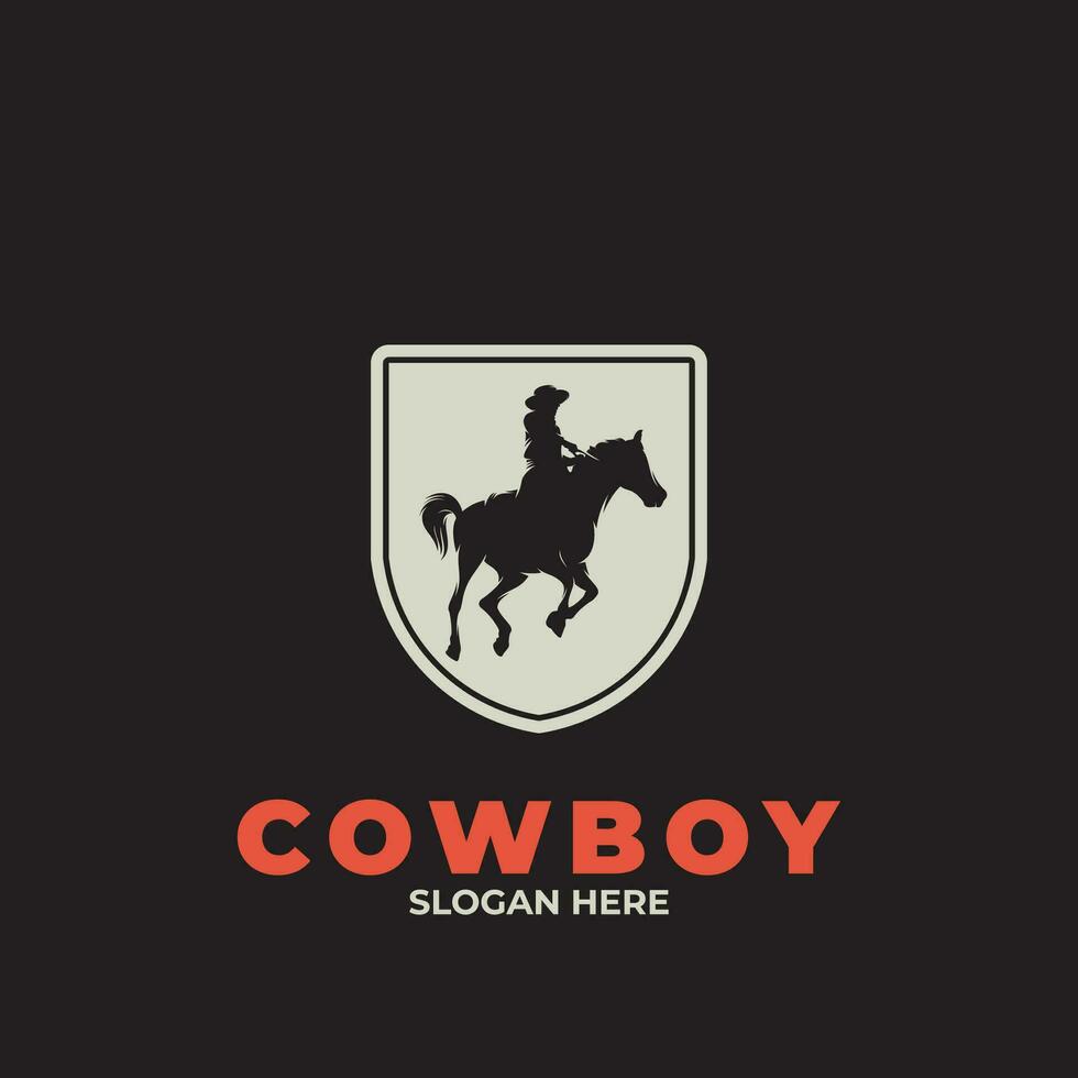 logo di un' cowboy equitazione un' cavallo vettore