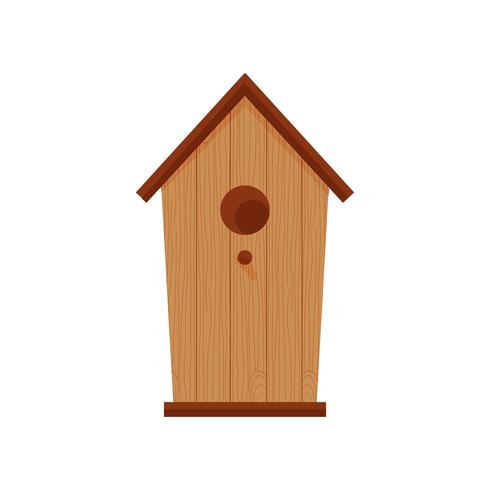 Birdhouse in legno marrone con foro circolare vettore