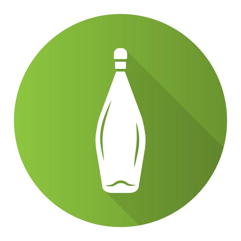 bottiglia di vino con icona del glifo con ombra lunga design piatto verde sughero vettore