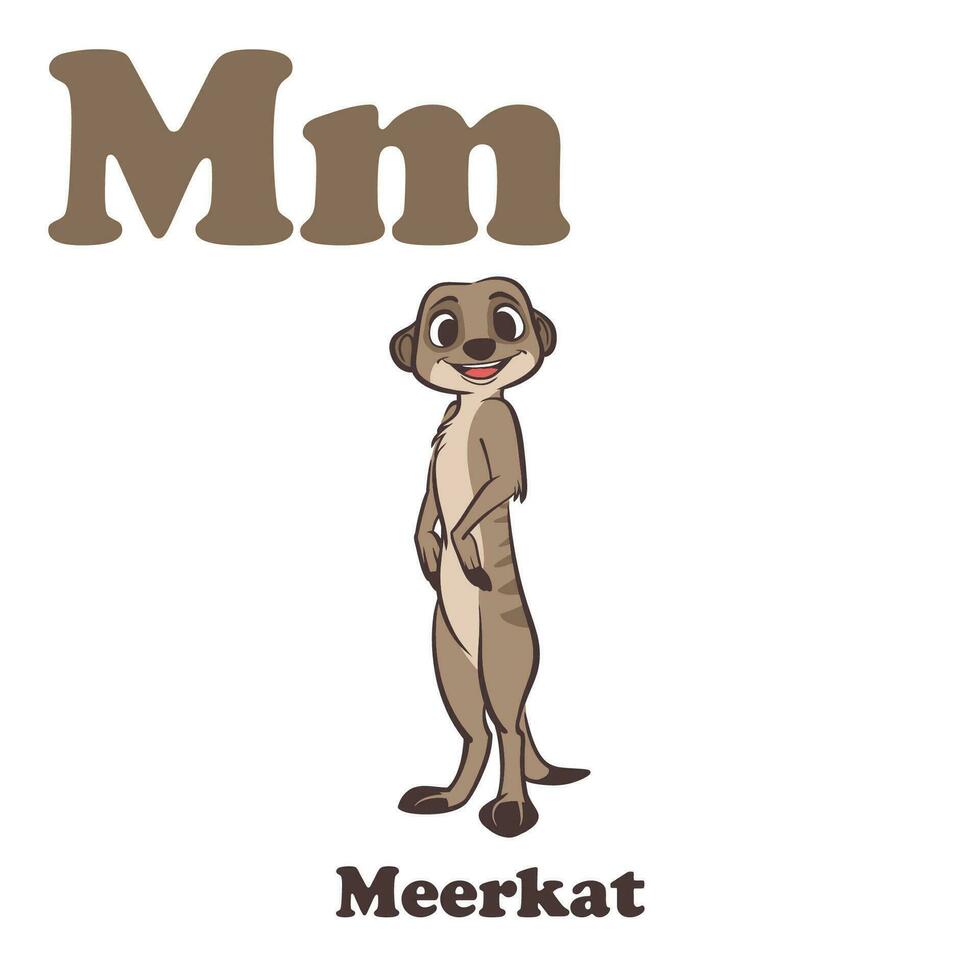 meerkat alfabeto cartone animato personaggio per bambini vettore