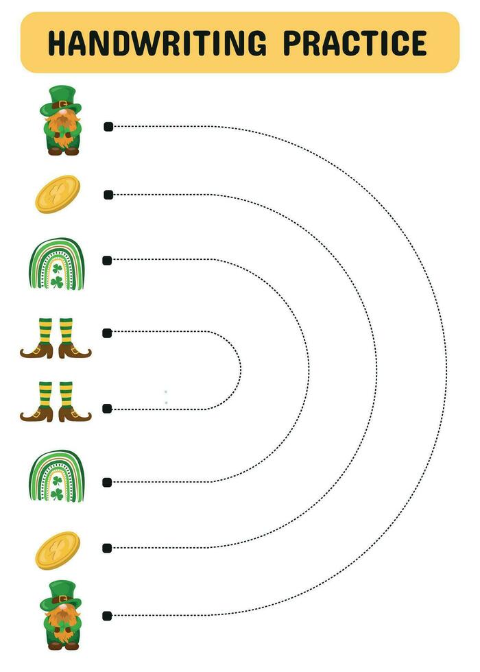 grafia esercizio. grafia pratica foglio. di base scrivere. educativo bambini gioco, stampabile foglio di lavoro per bambini. scrittura formazione stampabile foglio di lavoro.vettore illustrazione. vettore