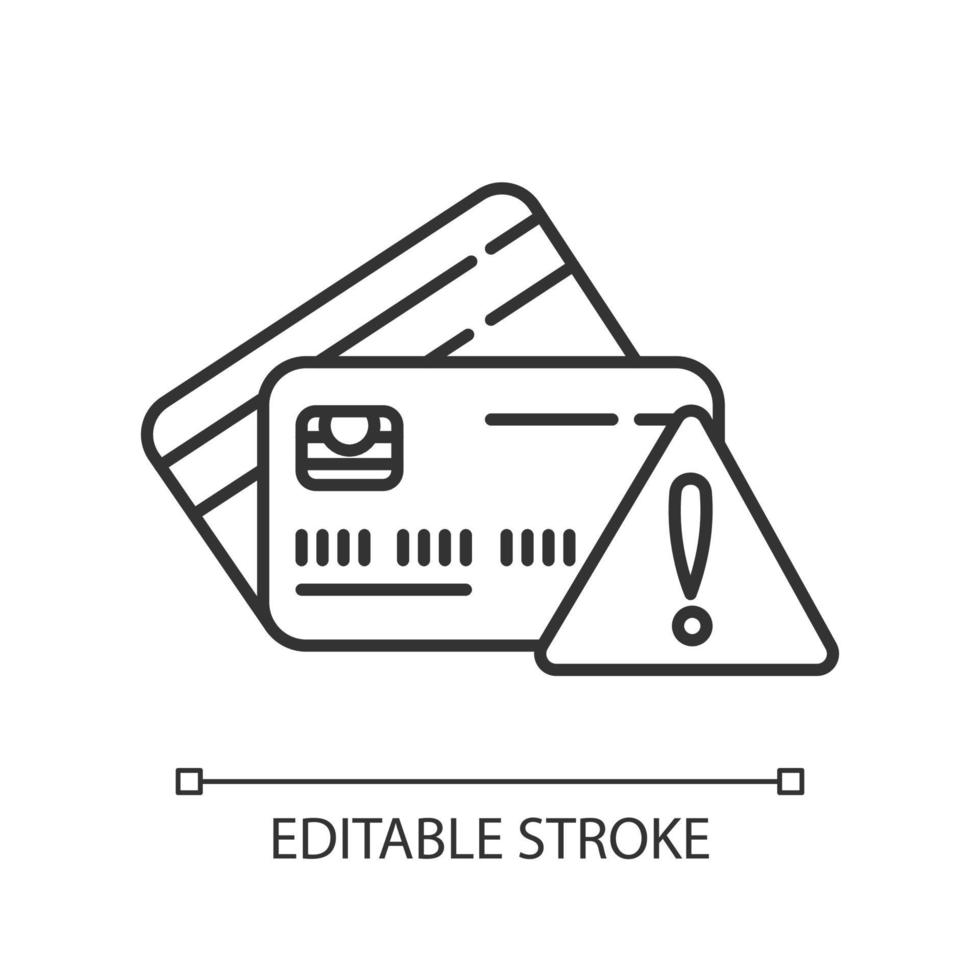 icona lineare del debito delle carte di credito vettore