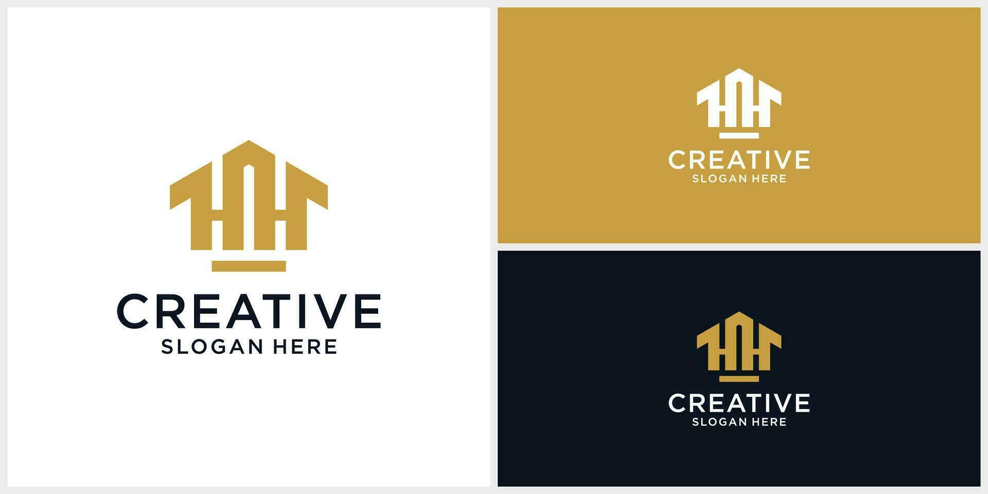 creativo monogramma casa edificio logo design modello, lettera h vettore