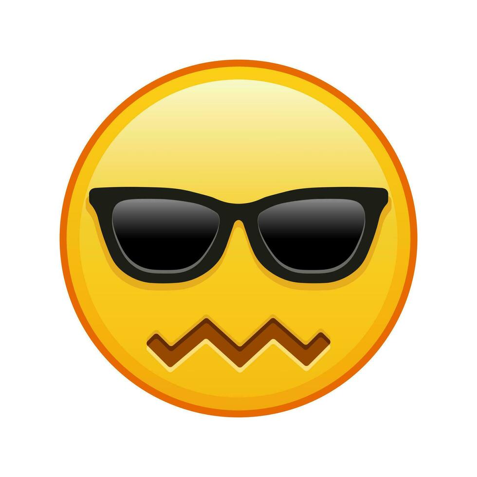 espressione di vergogna viso con occhiali da sole grande dimensione di giallo emoji Sorridi vettore