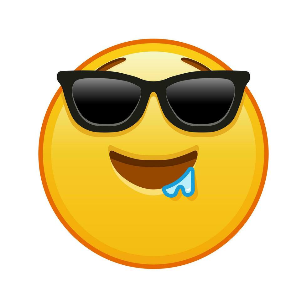 sbavando viso con occhiali da sole grande dimensione di giallo emoji Sorridi vettore