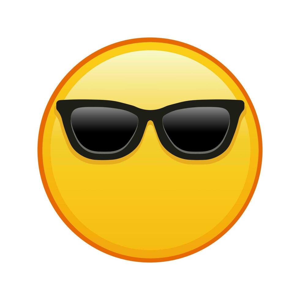 viso senza bocca con occhiali da sole grande dimensione di giallo emoji Sorridi vettore