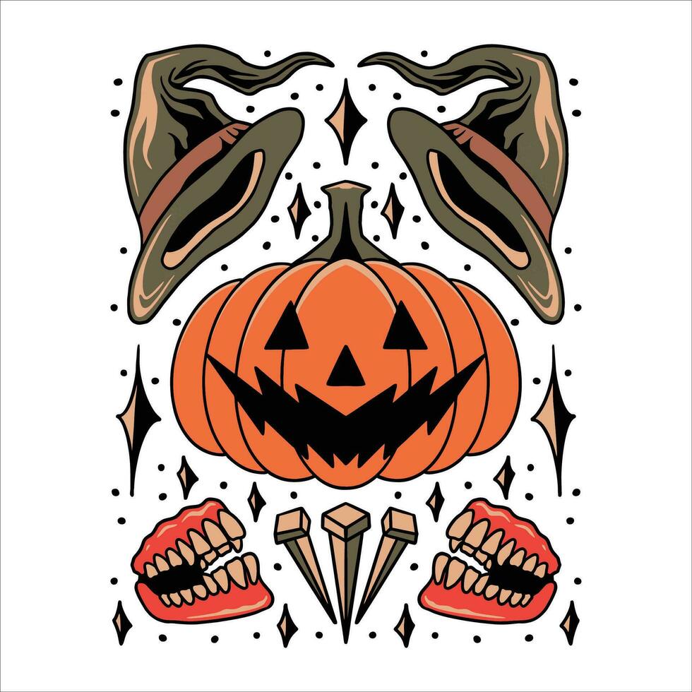 Halloween impostato tatuaggio vettore design