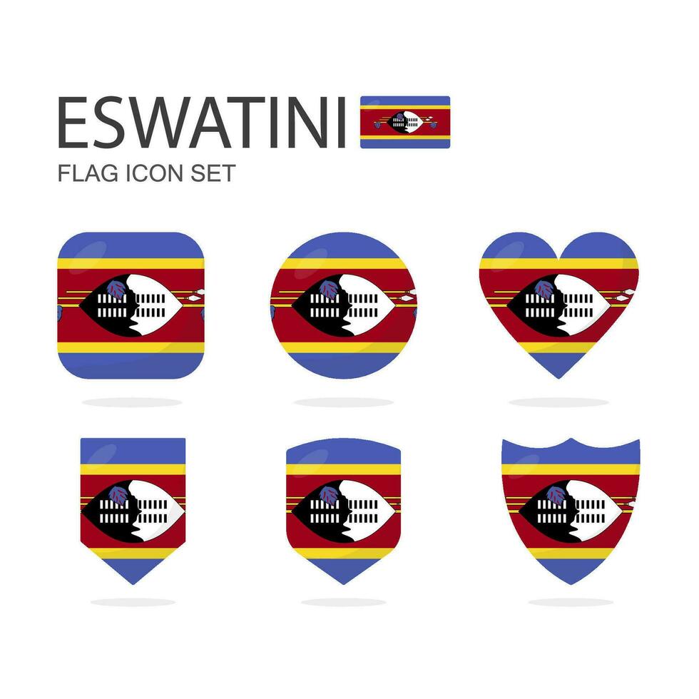 eswatini 3d bandiera icone di 6 forme tutti isolato su bianca sfondo. vettore