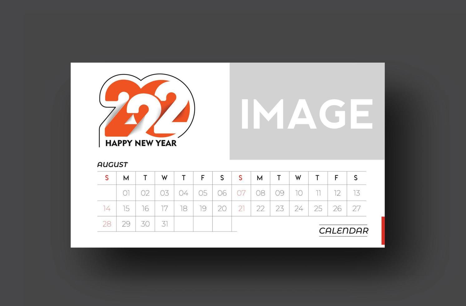 felice anno nuovo 2022 calendario - elementi di design per le vacanze di capodanno per biglietti di auguri, poster banner calendario per decorazioni, sfondo illustrazione vettoriale. vettore