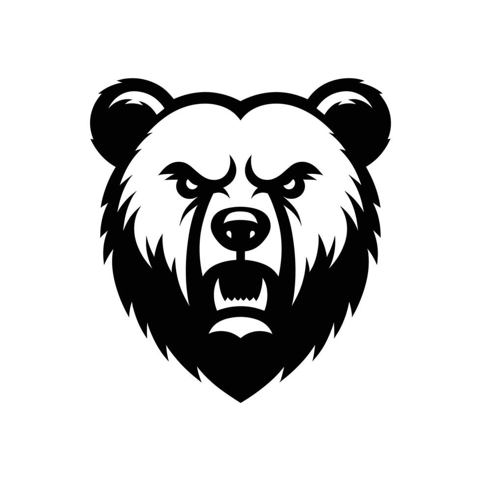 vettore illustrazione arrabbiato orso silhouette logo icona simbolo tatuaggio