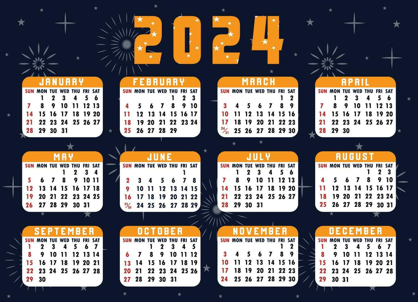 2024 calendario il illustrazione vettore