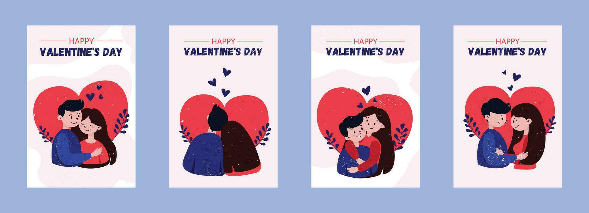 carino impostato di carte. romantico coppia su San Valentino giorno. vettore illustrazione per San Valentino giorno, saluto carte nel piatto cartone animato stile
