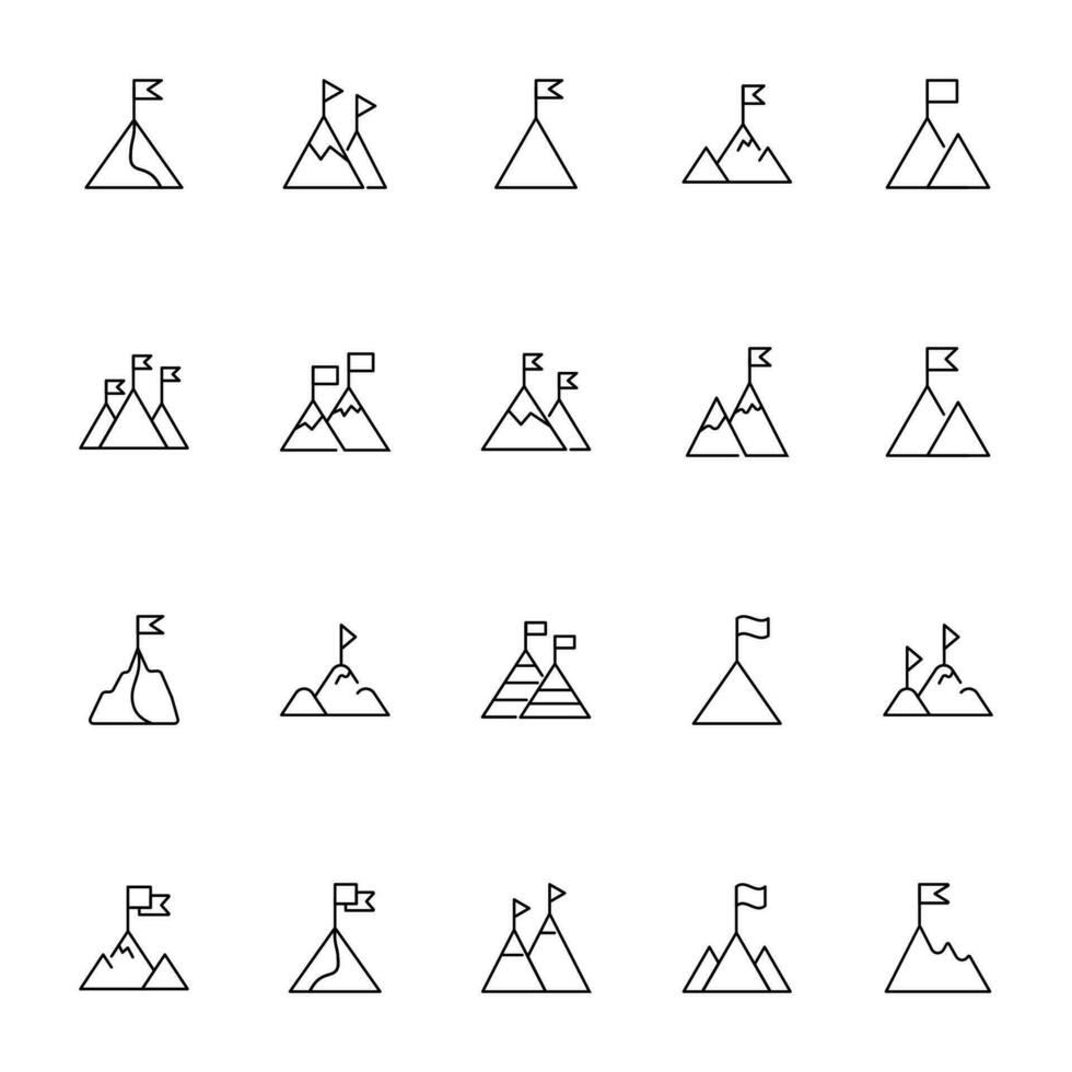 bandiera su montagna vettore icona. adatto per libri, I negozi, negozi. modificabile ictus nel minimalista schema stile. simbolo per design