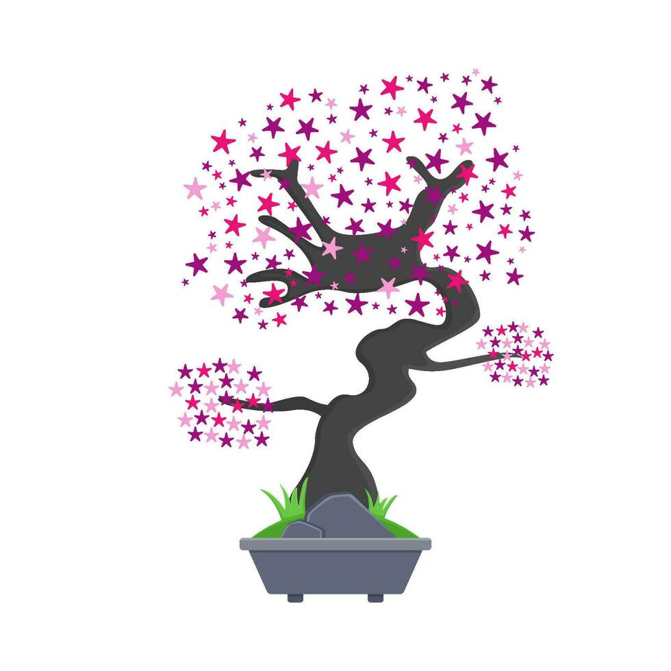 Bonsai sakura fiore nel pentola illustrazione vettore