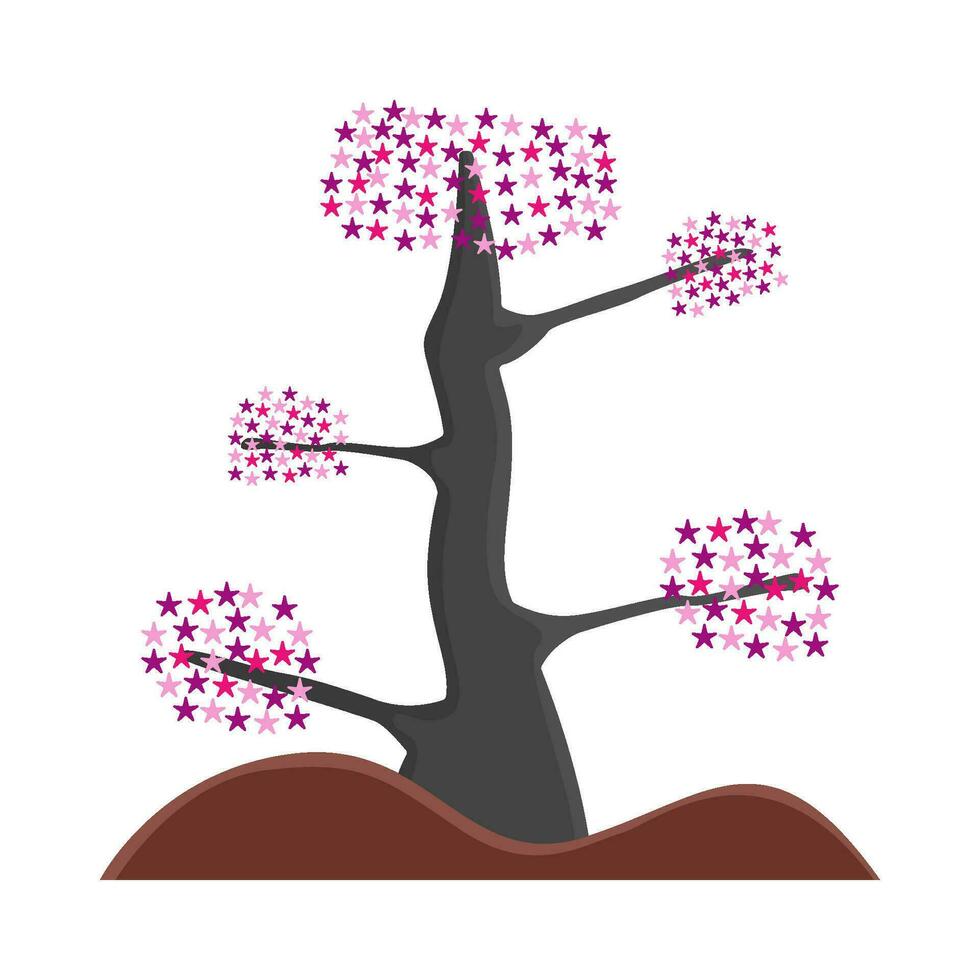 Bonsai sakura fiore nel suolo illustrazione vettore