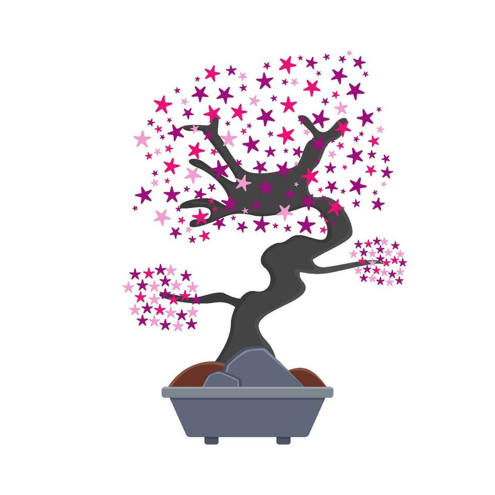 Bonsai sakura fiore nel pentola illustrazione vettore
