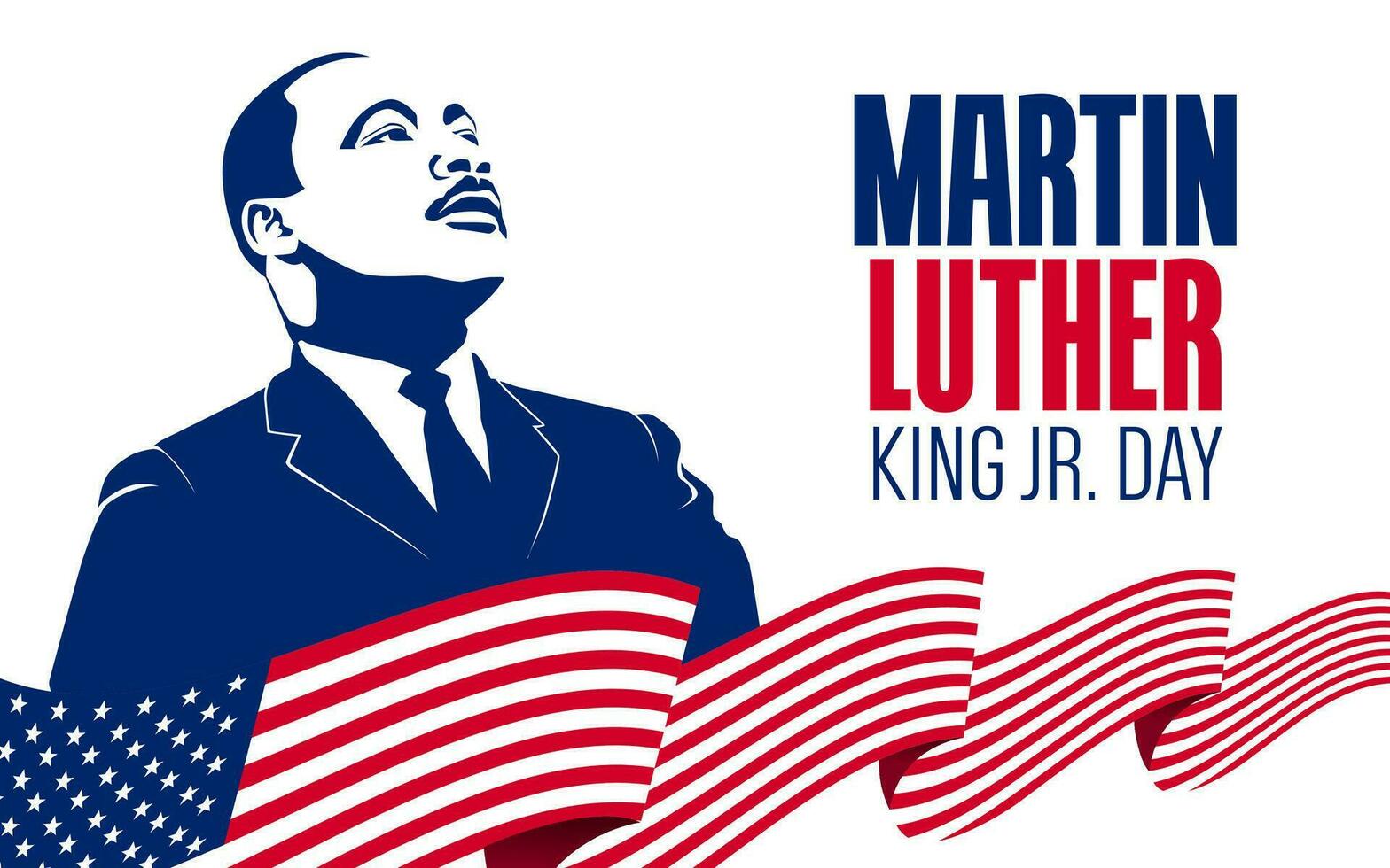 martin Lutero re jr giorno., vettore illustrazioni, tipografia saluto carta design. grafico design per striscione, Stati Uniti d'America bandiera.