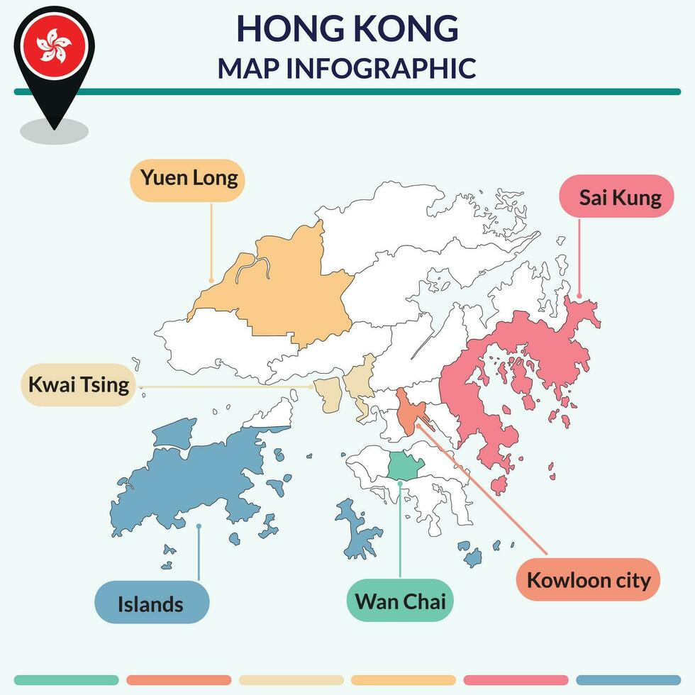 Infografica di hong kong carta geografica. Infografica carta geografica vettore