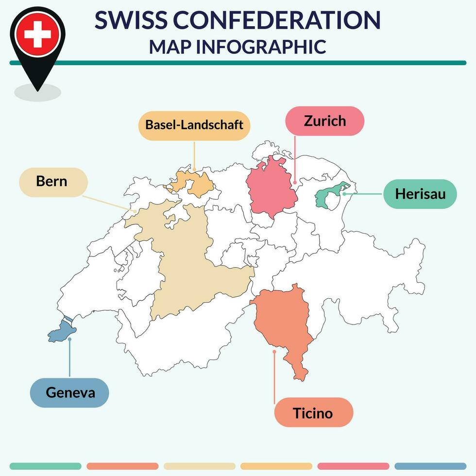Infografica di Svizzera carta geografica. Infografica carta geografica vettore