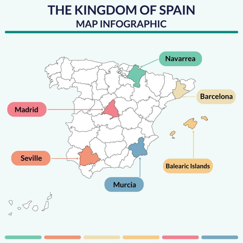Infografica di Spagna carta geografica. Infografica carta geografica vettore