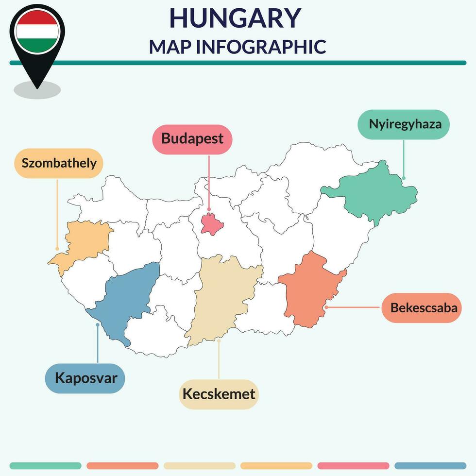 Infografica di Ungheria carta geografica. Infografica carta geografica vettore