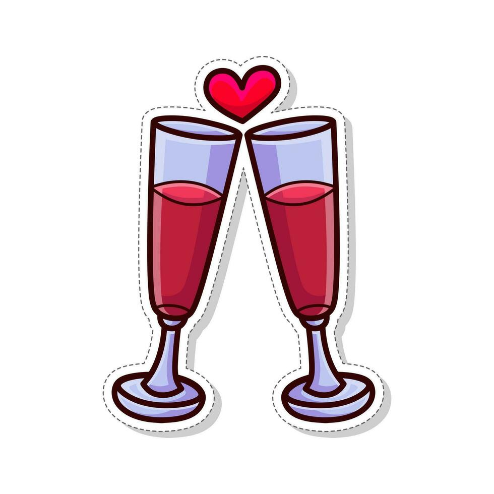 gratuito vettore illustrazione di un' crostini bicchiere etichetta con amore