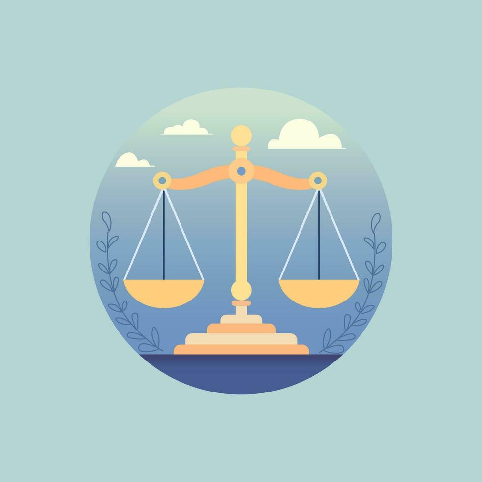 giustizia icona. scala e equilibrio per legge. Libra vettore illustrazione