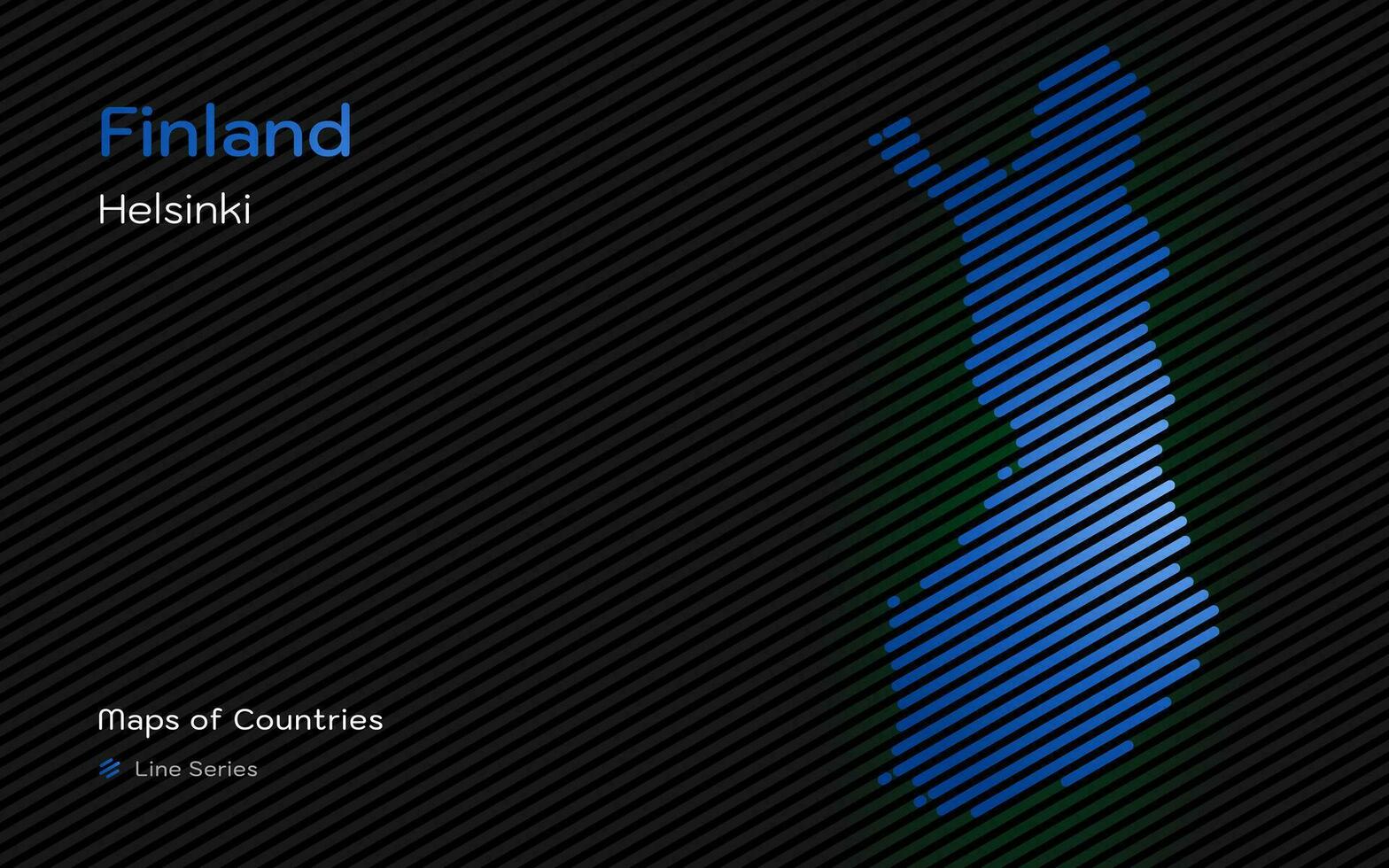 Finlandia carta geografica con un' capitale di Helsinki mostrato nel un' linea modello. stilizzato semplice vettore carta geografica