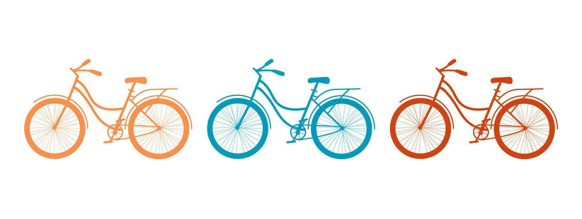 bicicletta silhouette icone impostato - vettore colore illustrazioni isolato su bianca sfondo.