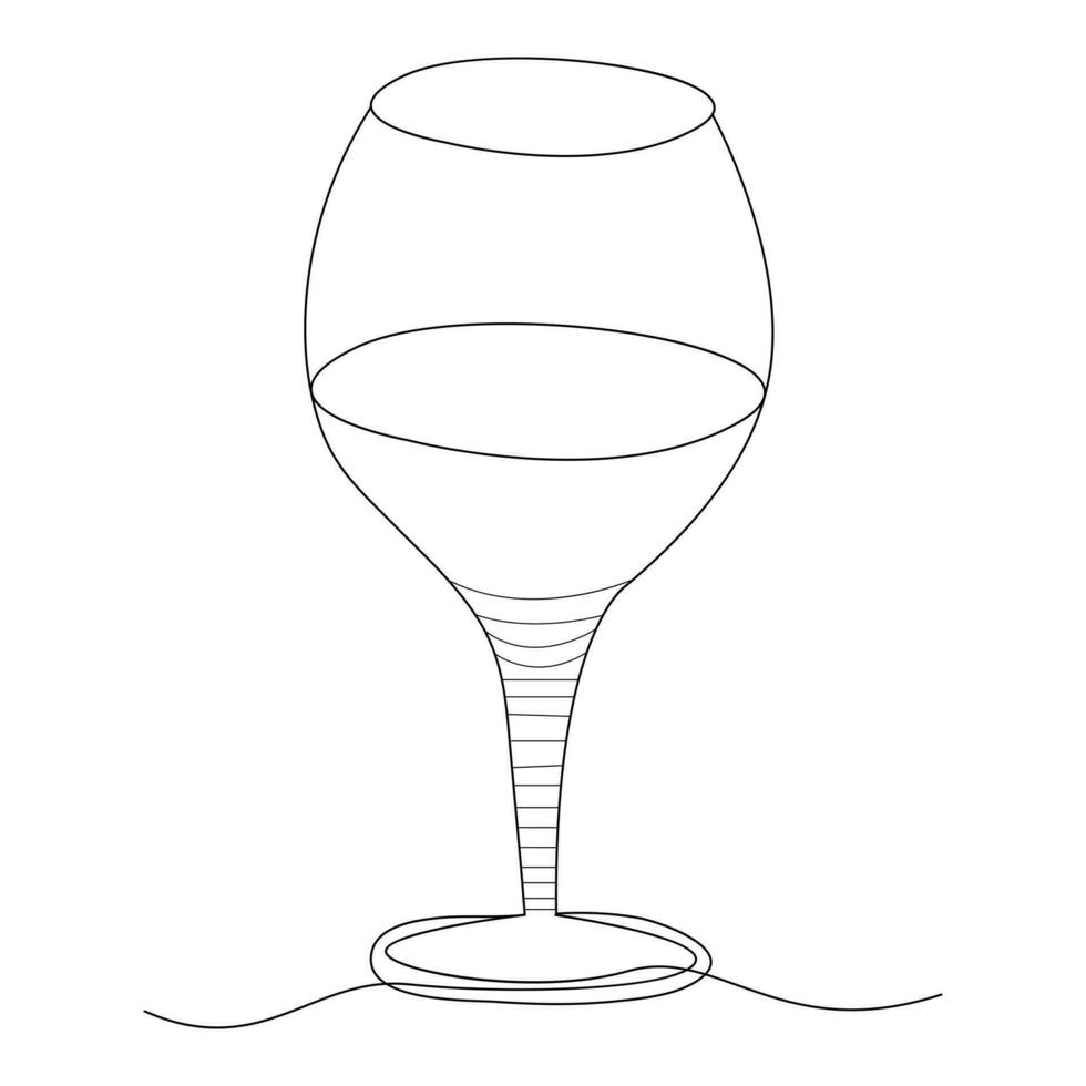 continuo singolo linea arte disegno di vino bicchiere schema bevanda elemento vettore illustrazione
