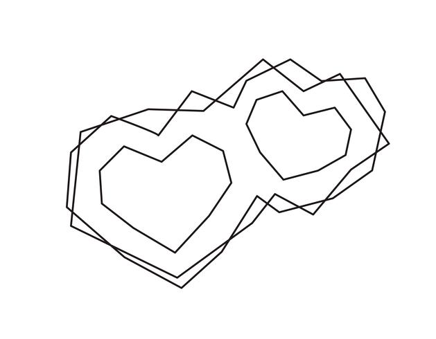 Cornici di forma cuore nero due vettore geometrico con posto per testo. Icona di amore per biglietto di auguri o matrimonio, San Valentino, tatuaggio, stampa. Vector l&#39;illustrazione di calligrafia isolata su una priorità bassa bianca