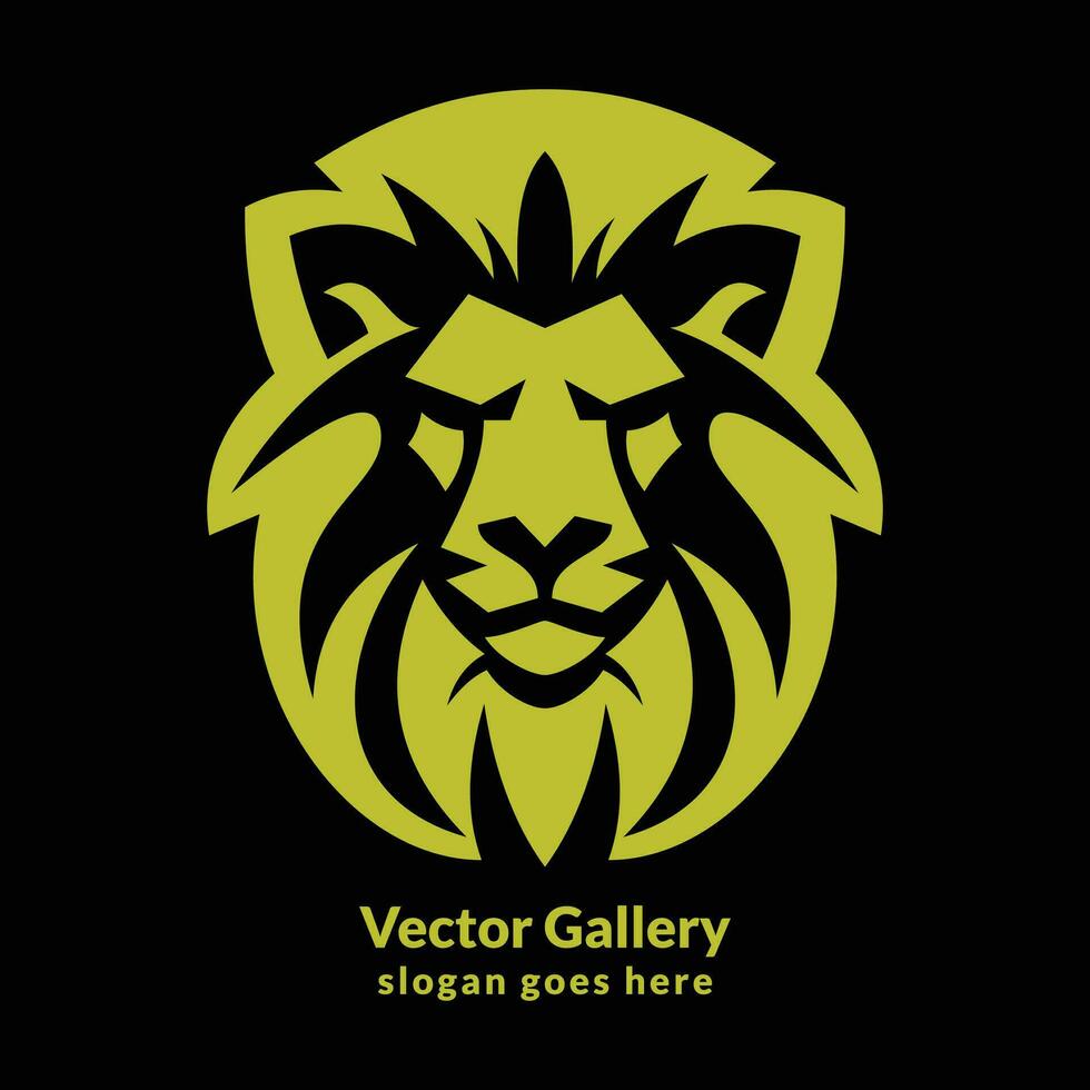 d'oro colore Leone testa logo design vettore