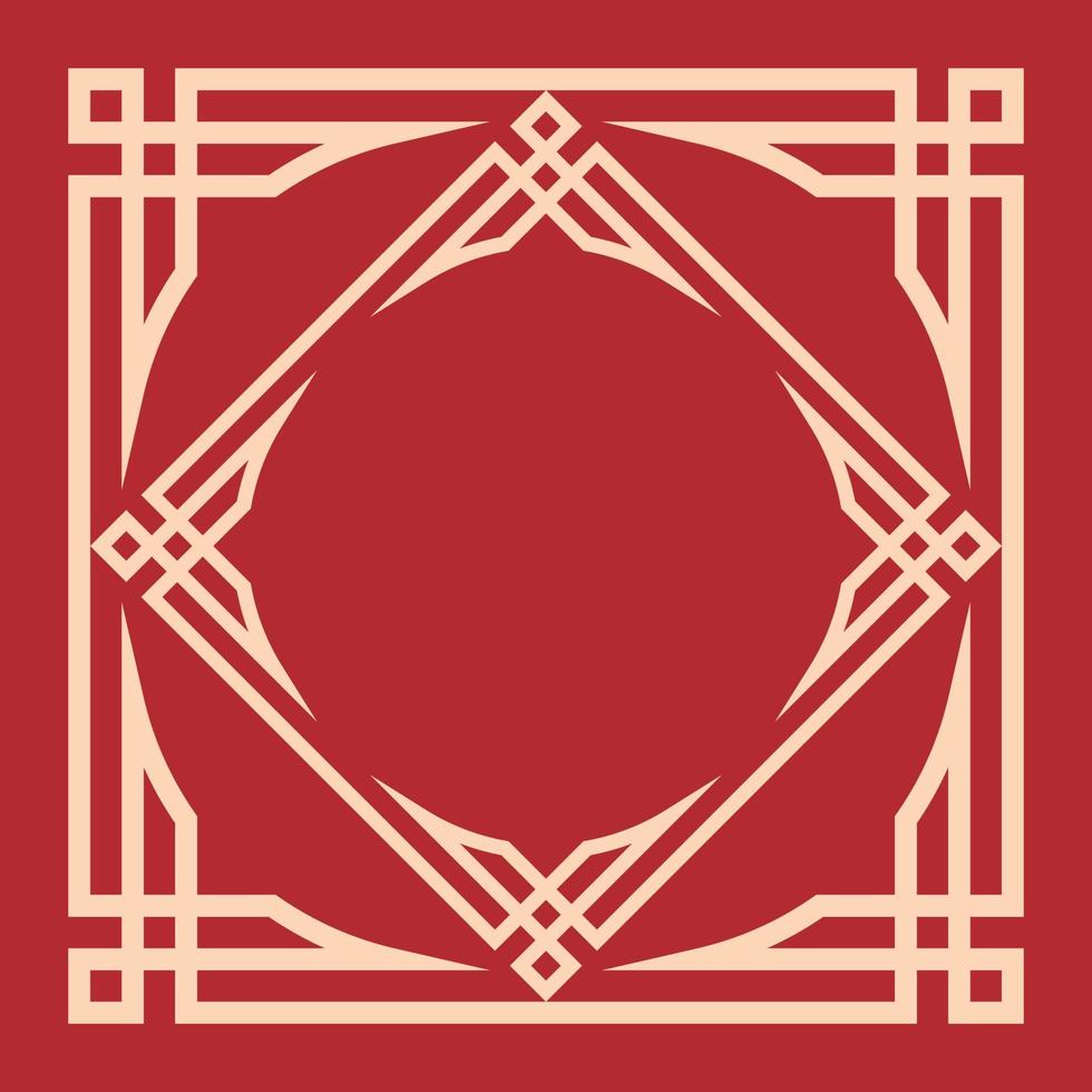 cornice di confine cinese vintage su rosso vettore