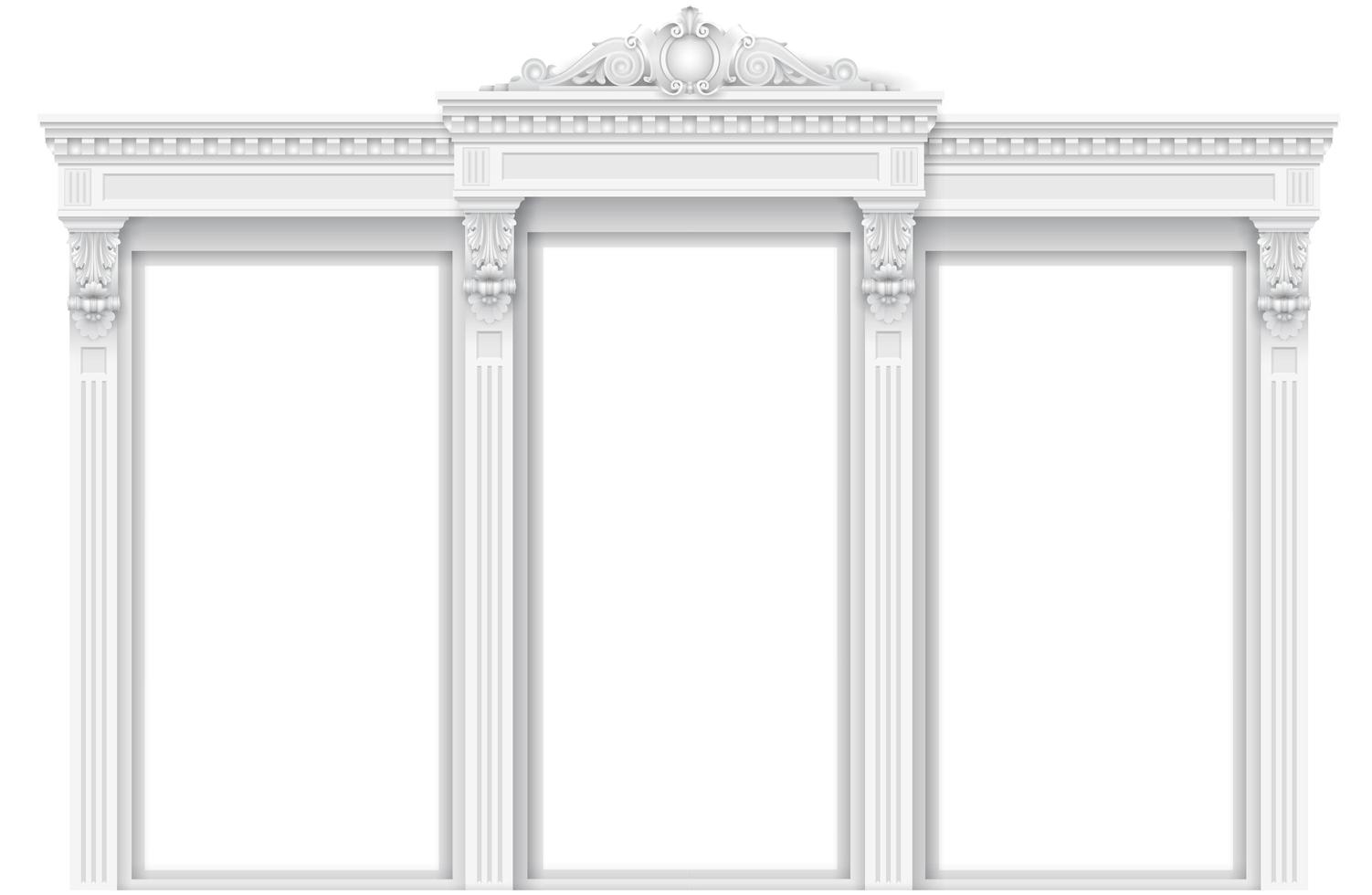 telaio della facciata della porta architettonica bianca classica vettore