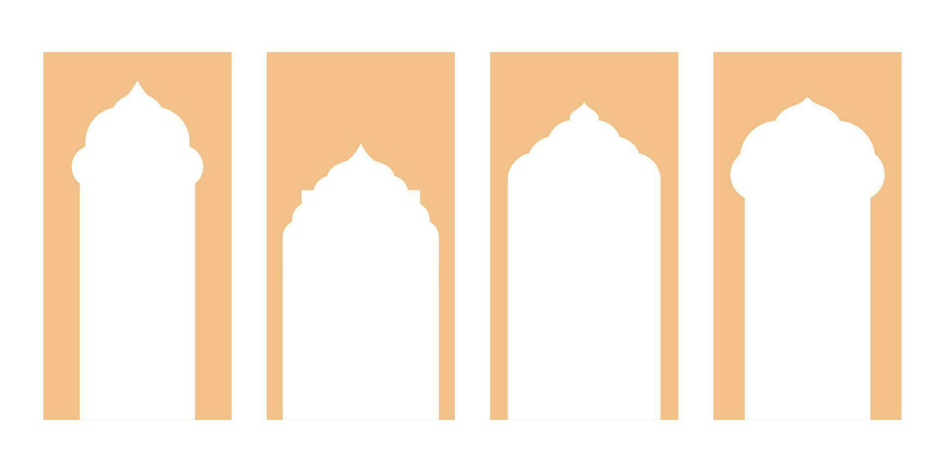 piatto stile vettore design in mostra islamico forma finestra montatura nel retrò boho colori. ideale per la creazione di un' distinto visivo identità.