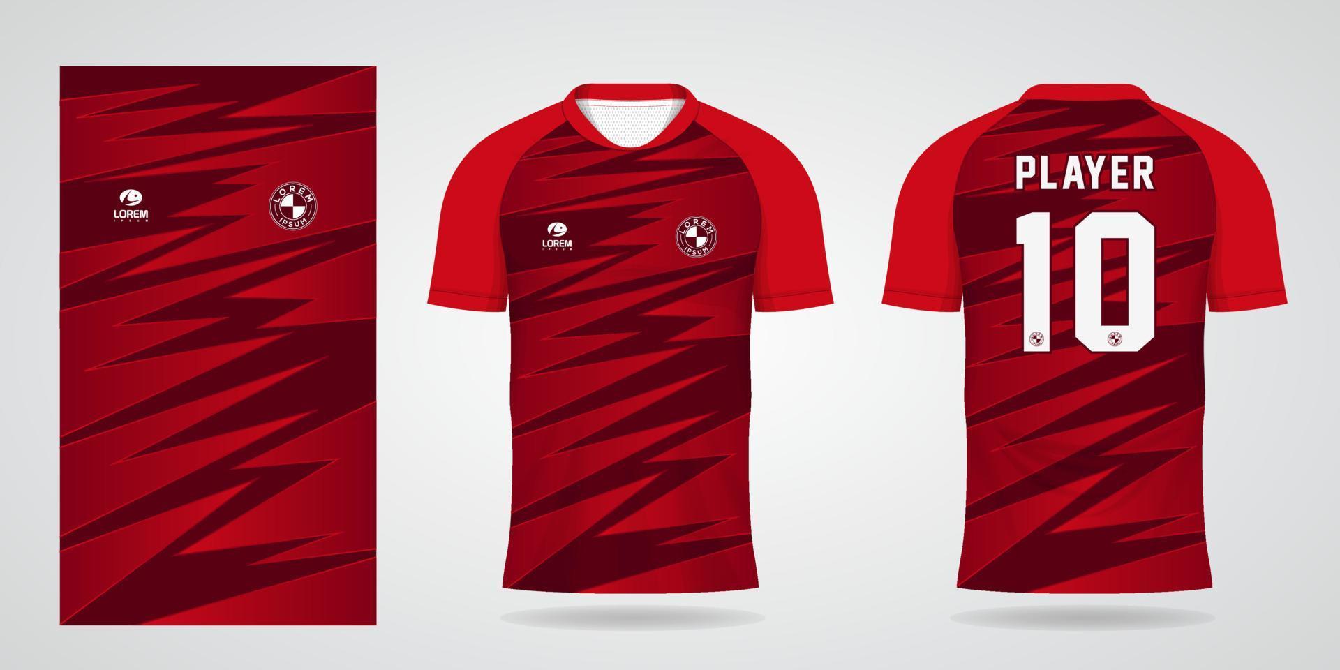 modello di maglia sportiva rossa per il design della maglia dell'uniforme da calcio vettore