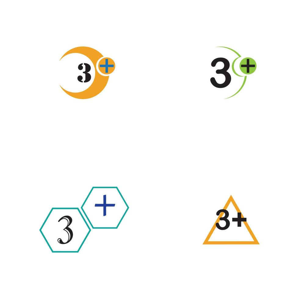 3 più icona simbolo illustrazione vettoriale modello di progettazione